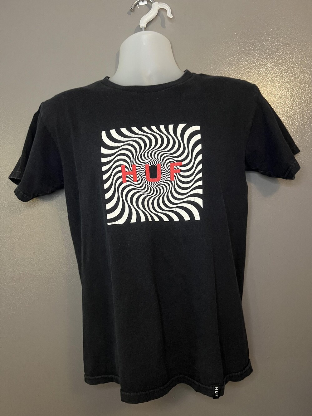 HUF x Spitfire Shirt Mens Small Black Psychedelic Trippy Graphic Skate Tee